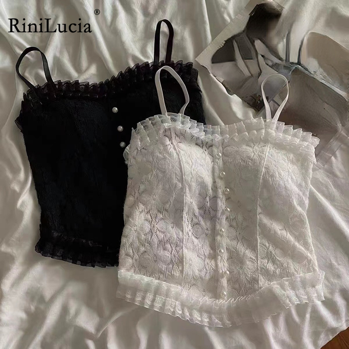 Kids Baby Tanks Tops for Girls Summer Solid Floral Pearls Layes Suspenders Shirt Camisoles Clothing Children Costumes