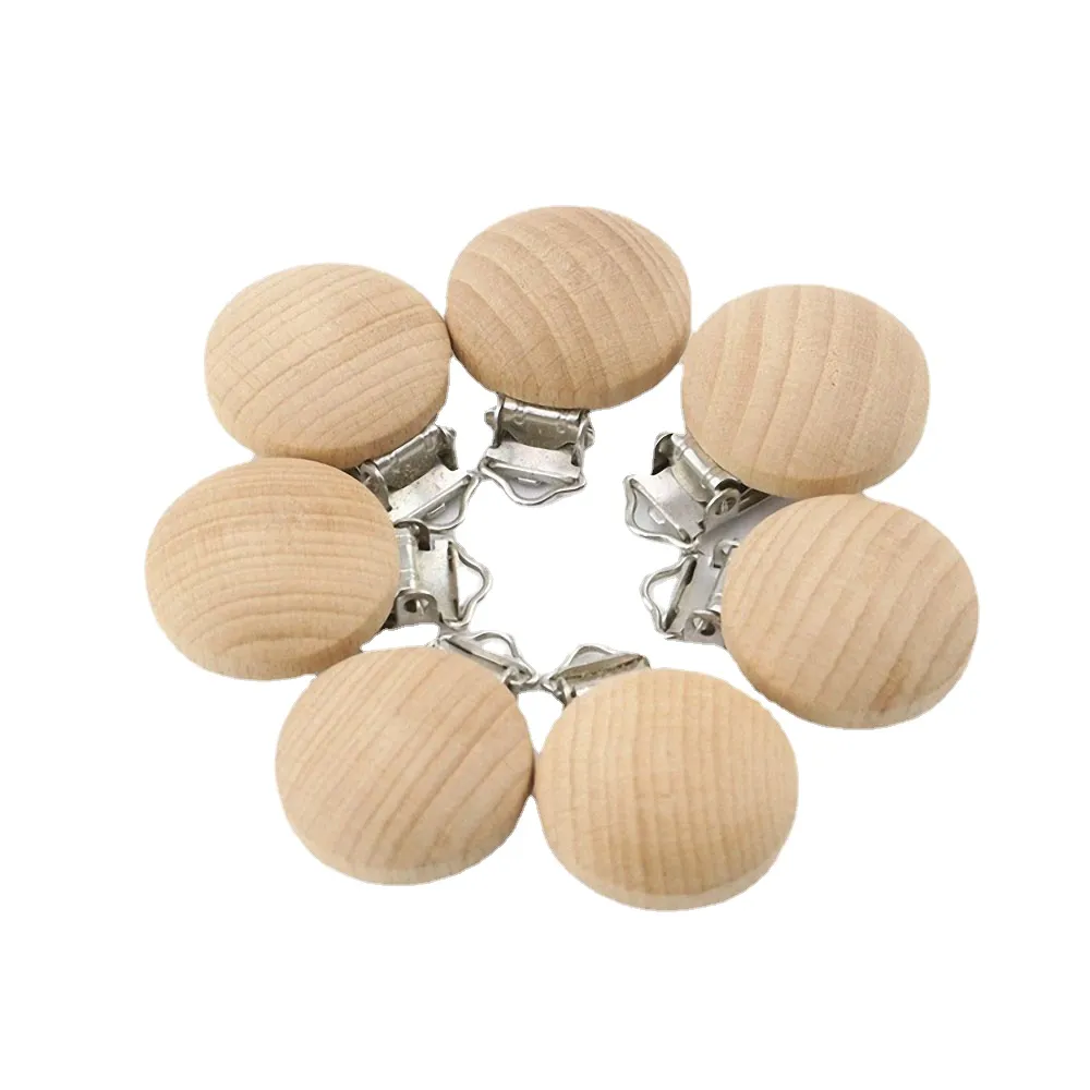 5pcs Baby Pacifier Clip Holder Wooden Soother Teether Care Nipple Holder Infant Grasping Toy Clip Pacifier Chain Accessories