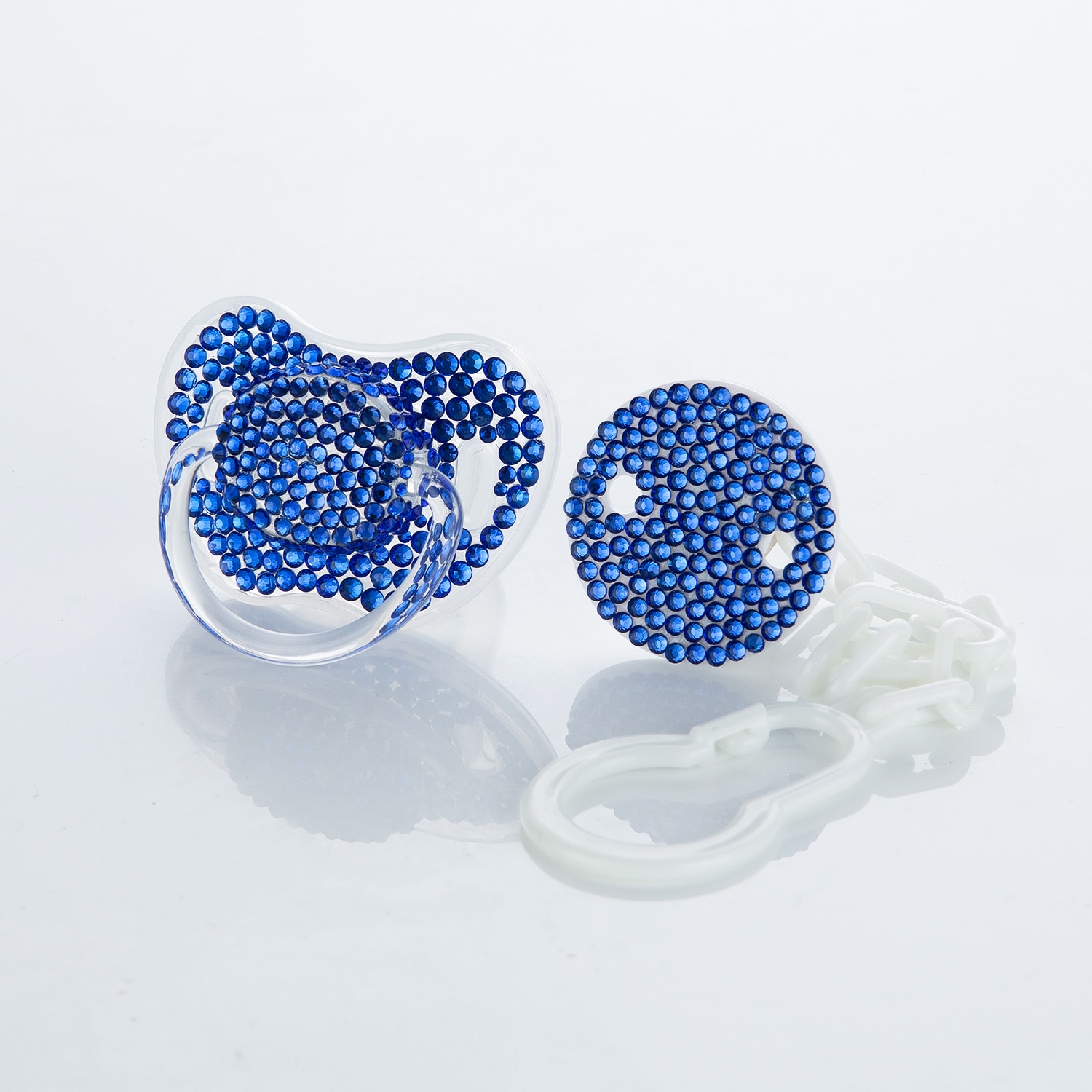 MIYOCAR Blue Rhinestone bling Pacifier with Crystals - Unique Luxurious Baby Gift for Fashionable Moms and Dads!