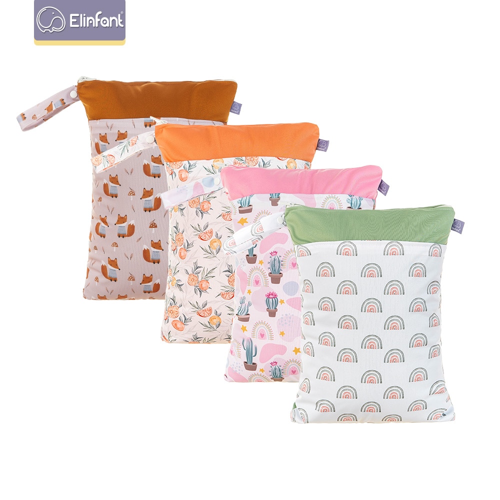 Elinfant Large Capacity Waterproof Portable Wet Bags Fashion Prints Diaper Bag Double Openings With Handle Wet Bags