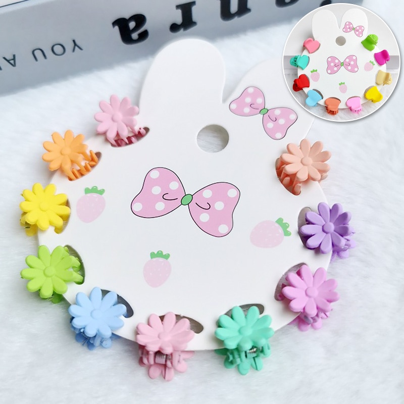 10pcs Girls Baby Hair Pins Heart-shaped Flower Butterfly Decorated Claw Clips Hairpins Accessories