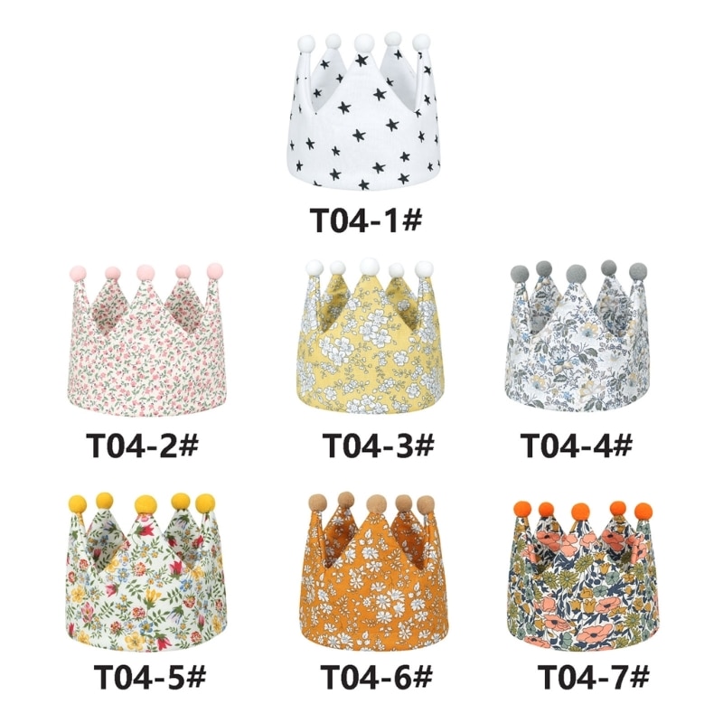 2023 New Crown Hat for Baby Party Crown Hat Cotton Headband Top Hat Breathable Headdress Newborn Beanie Cap Cute Party Headwear