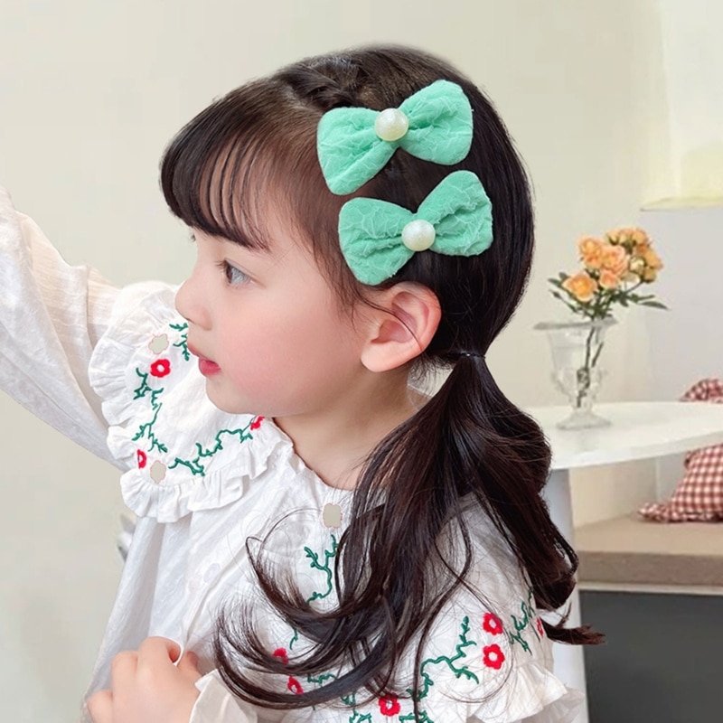 10PCS Girls Hair Clip Set Bowknot Fabric Hairpins Hairstyle Accessories Lovely Flower Summer Hair Barrettes Toddler Gift A2UB