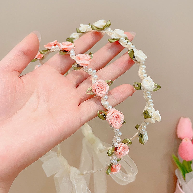 Boho Chic Candy Girls Hair Bands Women Solid Embroidery Flower Headbands Kids Chrysanthemum Headwear Hair Accessories