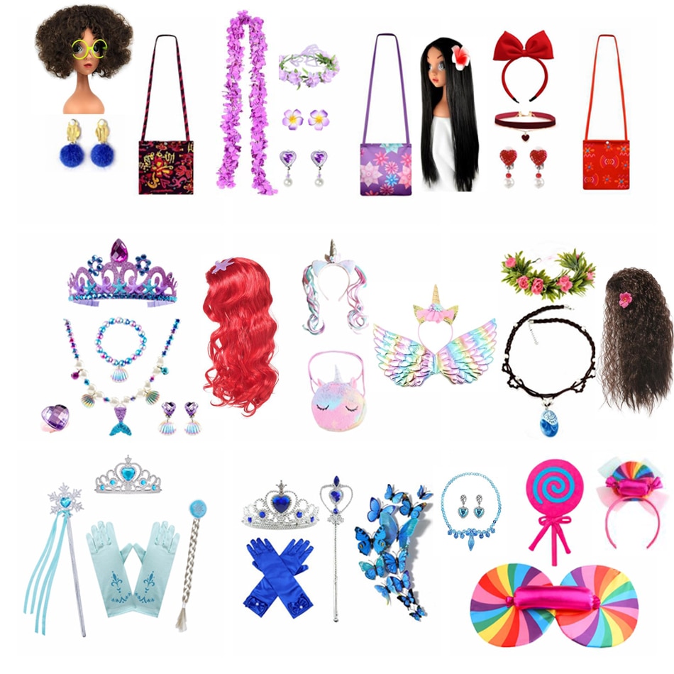 Elsa Accessories for Girls Headwear Cinderella Cosplay Children Jewelry Party Fancy Princess Costume Casual Dresses Accessories