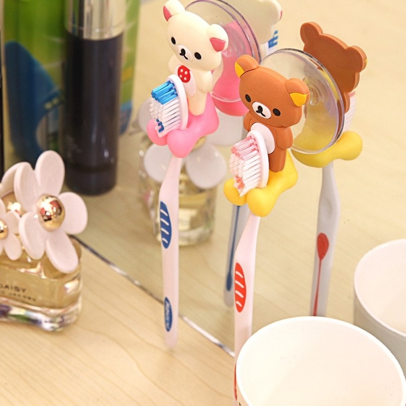 Toothbrush Holder Suction Cartoon Animal Toothpaste Storage Rack Tooth Brush Mother Kids Bath & Shower Products Accessories