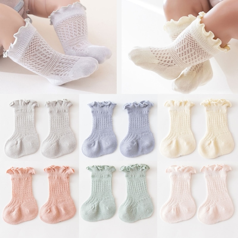 Toddler Net Socks Breathable Knee High Socks Vintage Baby Mid-calf Stockings Child 0-3Y Princess Socks Baby Accessories QX2D