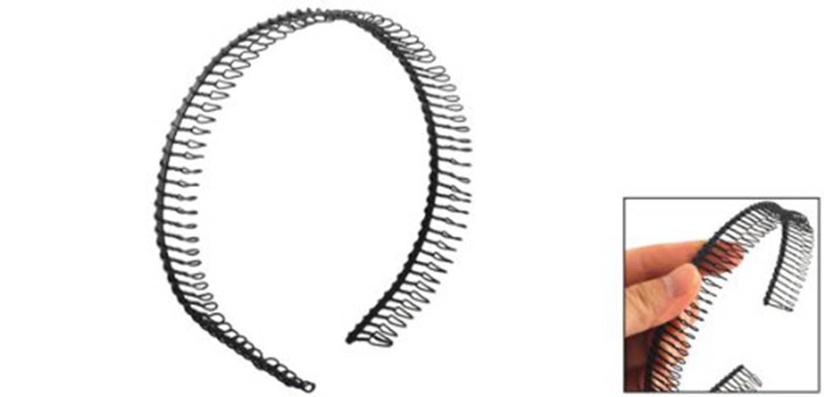Metal Teeth Comb Hairband Hair Hoop Headband Black For Woman