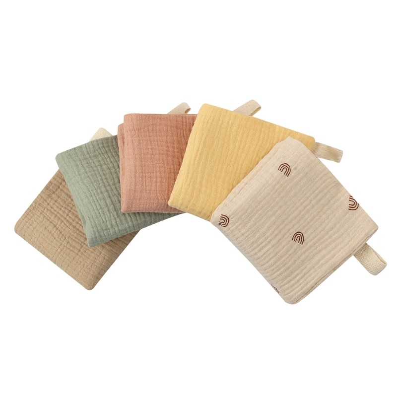 23x23cm Muslin Baby Washcloths with Strong Absorbent 5 Colors Face Towels