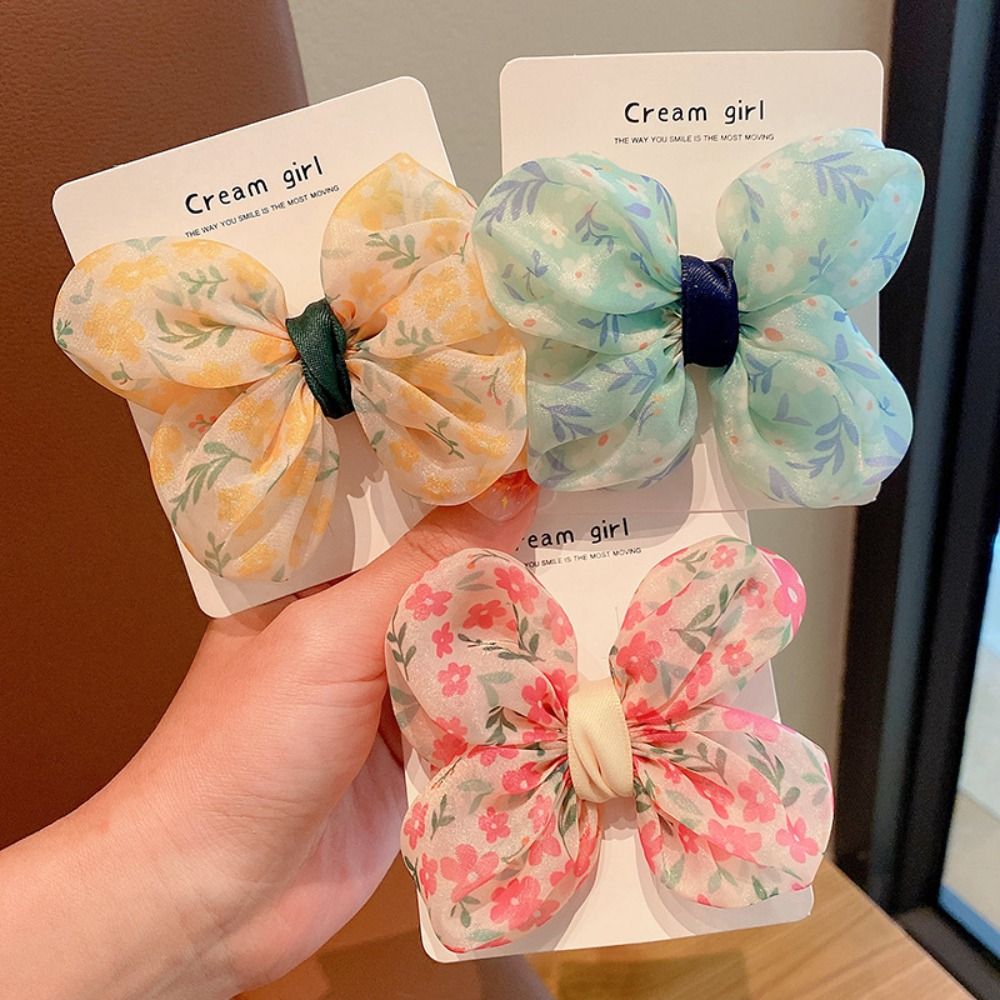 Baby Sweet Bow Hair Clip Girls Fairy Hairpin Korean Children Floral Mesh Duckbill Clip Cute Baby Barrette