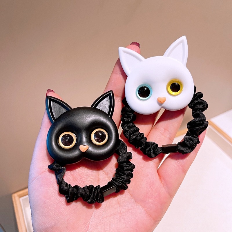 New Korean Cartoon Cat Rubber Band Elastic Hair Ring Hair Rope Hair Tie Headwear Girls Women Kids Hair Accessories