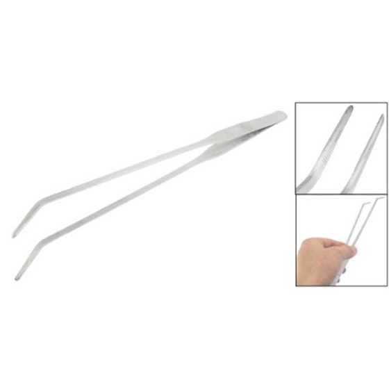 10.4Inch Long Stainless Steel Curved Tweezer for Fish Tank Plants