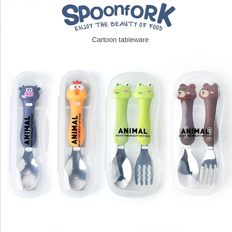 Kids Spoon Fork Set Tableware Cartoon Dessert Spoon for Children Fork Baby Gadgets Feed Kid Children's Cutlery for Kids