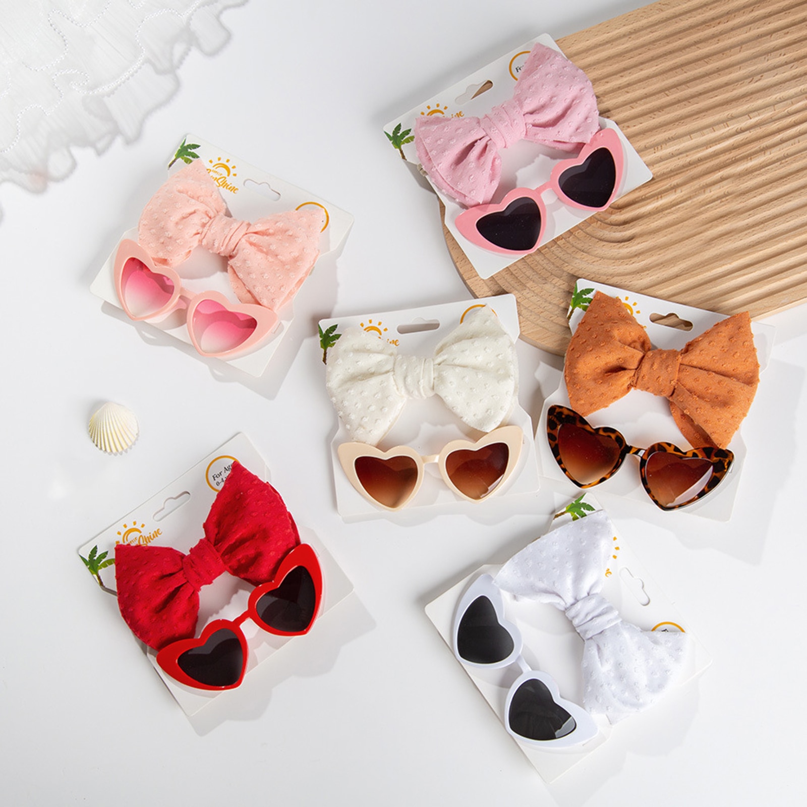 Toddler Sun Protection Polarized Sunglasses and Headband Sets Kids Heart Shaped Sunglasses for Boys Girls