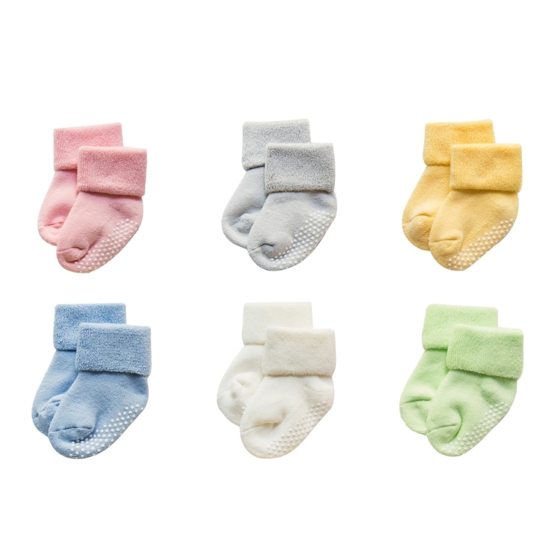 Cotton Socks Non Slip Ankle/crew Socks with Anti-skid Soles for 0-1 Years Old
