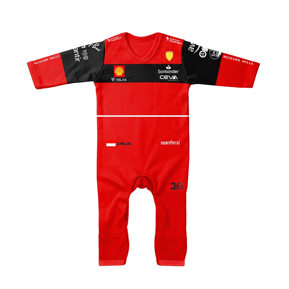 2023 New Season F1 Racing F1-75 Model 16-55 Yards Baby Jumpsuit Red Extreme Sports Fan Romper Indoor And Outdoor Clothing