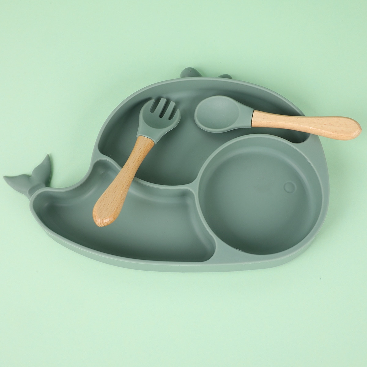 Baby Feeding Bowl Silicone Sucker Food Grade Baby Food Bowl Integrated Child Feeding Tableware Set