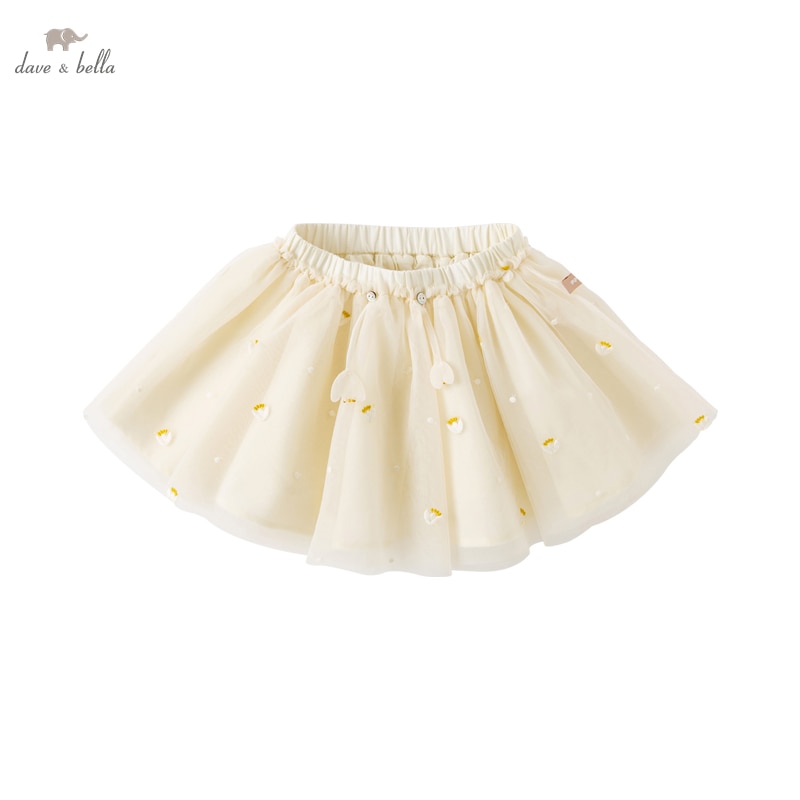 Dave Bella Children's Beige Short Skirt Mesh Tutu Skirt Summer New Party DB1233929