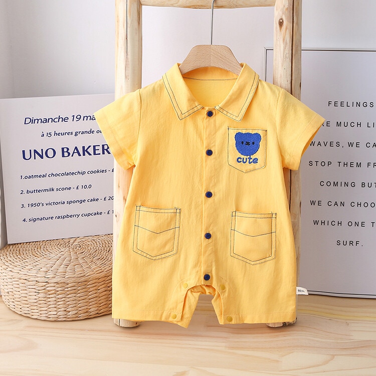 Jenny&Dave Baby 2023 Summer Dress Work Shirt Solid Color One Piece Romper Boy Summer Nordic Exotic Climbing Outwear Children