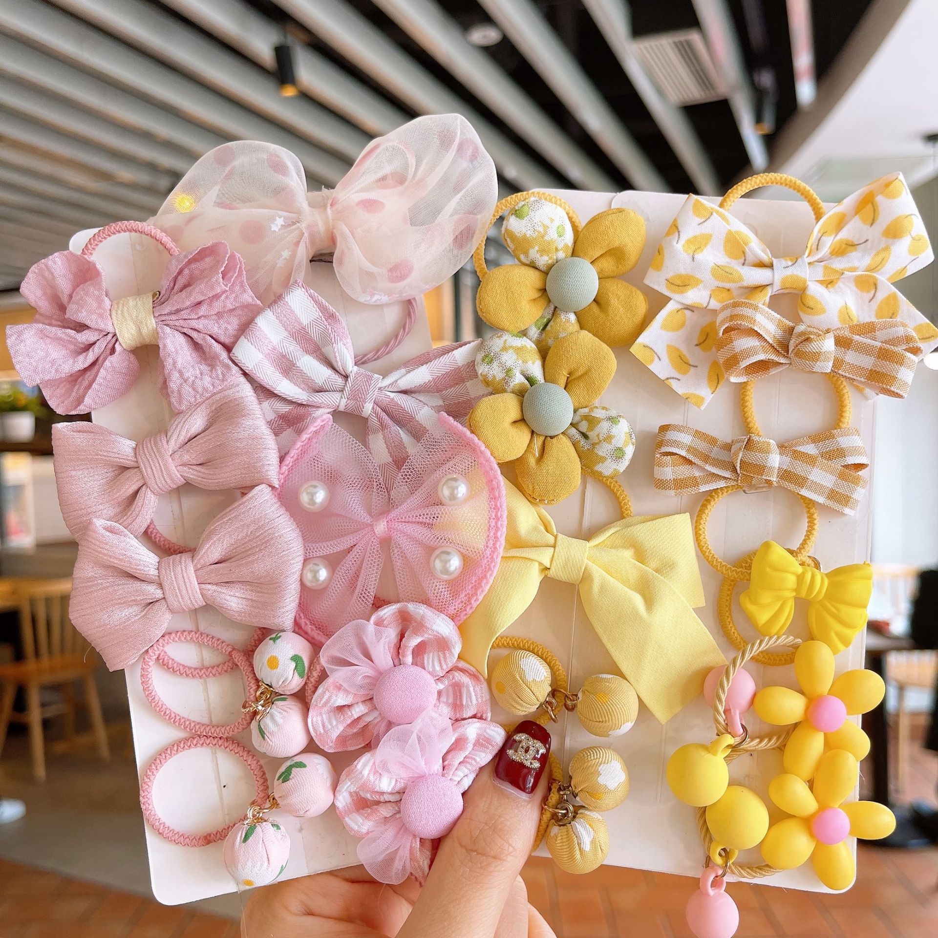 10Pcs/Set Lovely Baby Headband Children Rubber Band Elastic Good Flower Baby Hair Ring Little Girl Mesh Bow Head Rope Wholesale