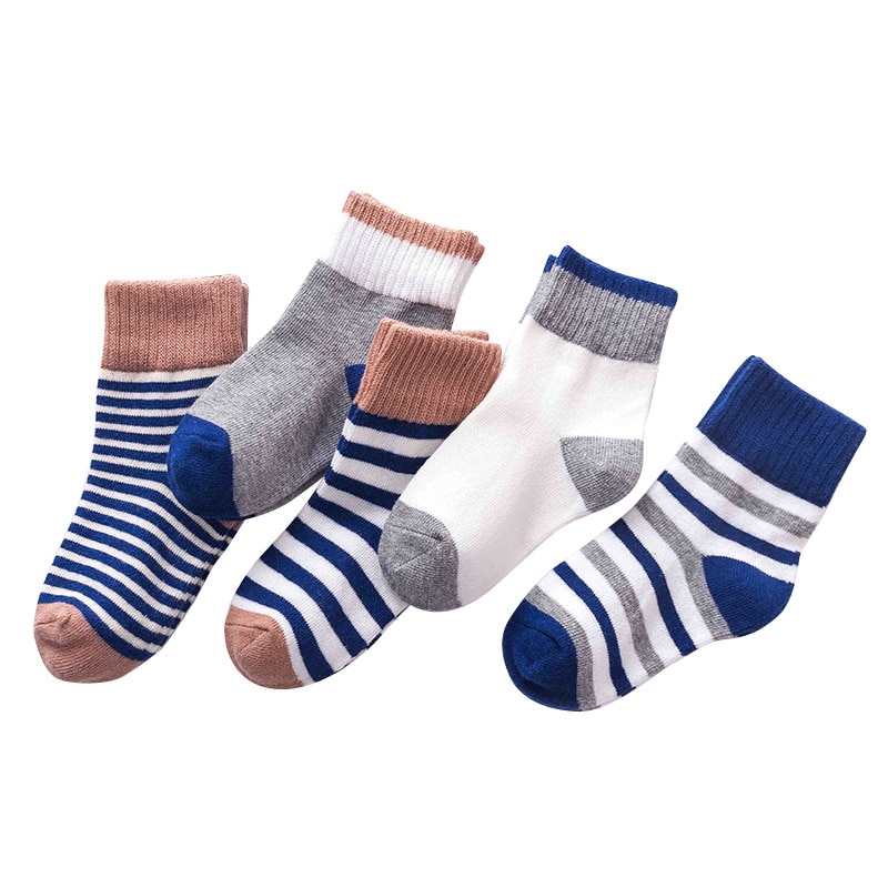5 Pairs Baby Boy Socks Children Spring Autumn Striped Socks for Girls Kids To School Sport Newborn Toddler Clothes Accessories