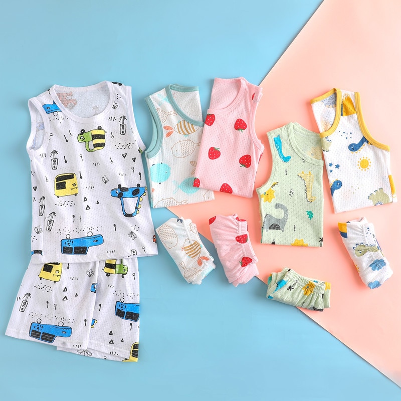 Summer Clothes Shorts Sets Suit For Kids Girls Boys Clothing Outfits T-Shirts Baby Toddler Clothes Children Pajama Home Wear