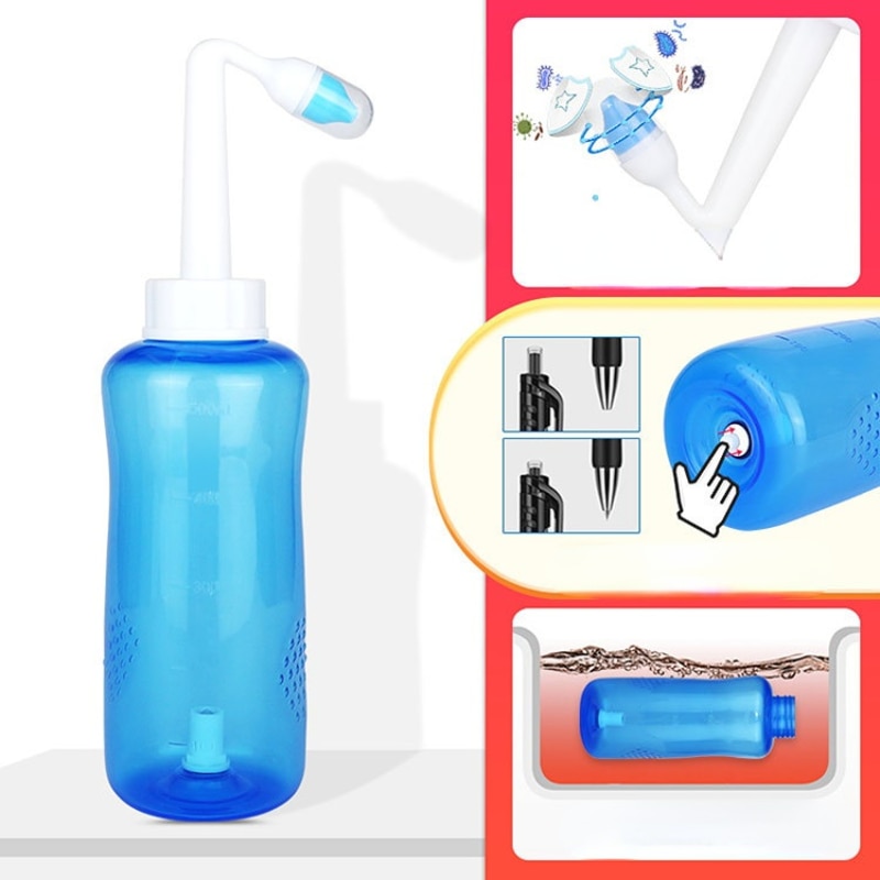 2023 Nose Wash System Sinus & Allergies Relief Nasal Pressure Rinse Neti Pot for Children Kids Adults Nasal Aspirator 300ml
