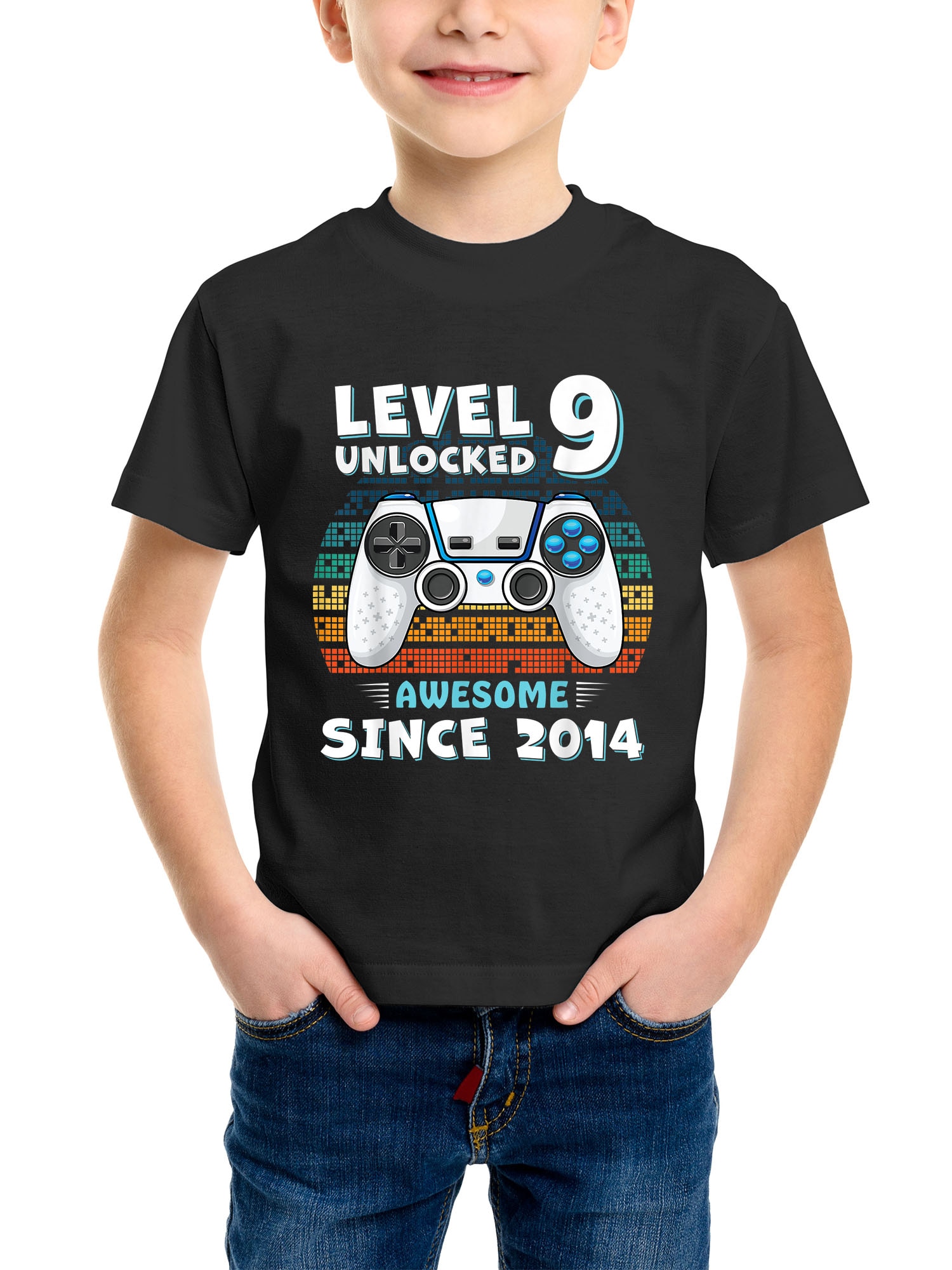 100% Cotton Nine 9yr BDay Son Boy Funny Gamer 9th 9 Year Old Birthday Kids Tops Tees Vintage Casual T Shirt Creative Gift Girls