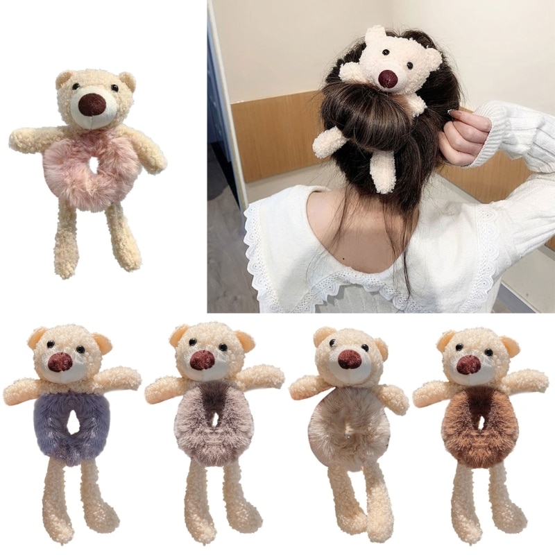 Cosplay Party Hairband Cartoon Bear Plush Hair Scrunchies Sweet Girls Headdress
