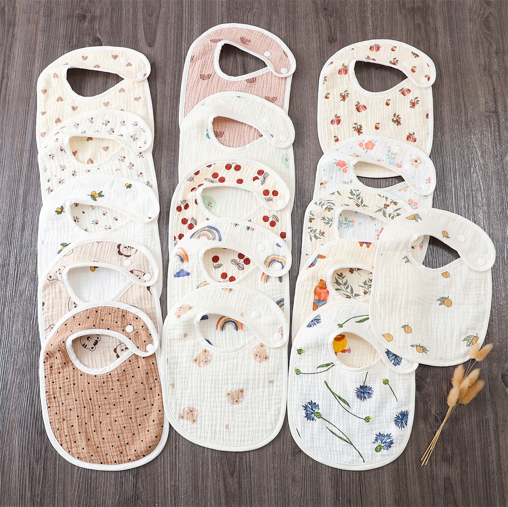New Children's Printed Mouth Towel Baby Cotton Bib Newborn Bib Lapping Towel Baby Feeding Accessories Newborn Bib Baby Bibs