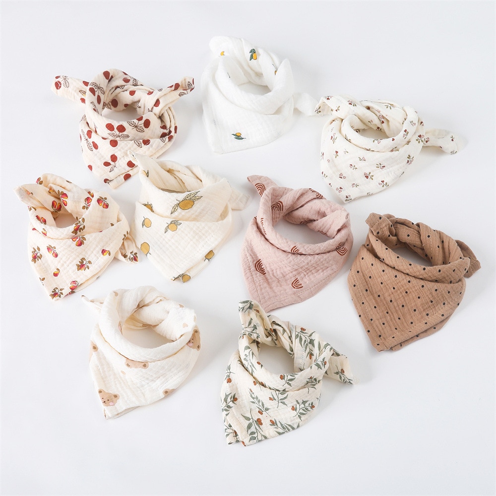 Baby Printed Pure Cotton Cloth Mouthwash Baby Handkerchief Bib Children's Gauze Bib Newborn Baby Stuff Baby Bibs Baby Items