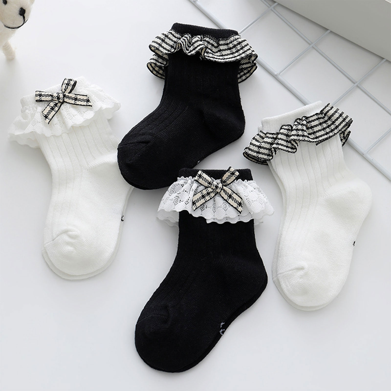 New Baby Girls Socks Kids Girl Frilly Lace Tutu Socks Cotton Children Dance Princess Sock Flowers Ruffled Solid Ankle Socks