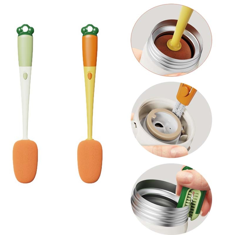 3 In1 Baby Bottle Cleaning Brush Baby Pacifier Straw Scrubber Small Brush 360 Degree Glass Cup Washing Kitchen Cleaning Tool Set