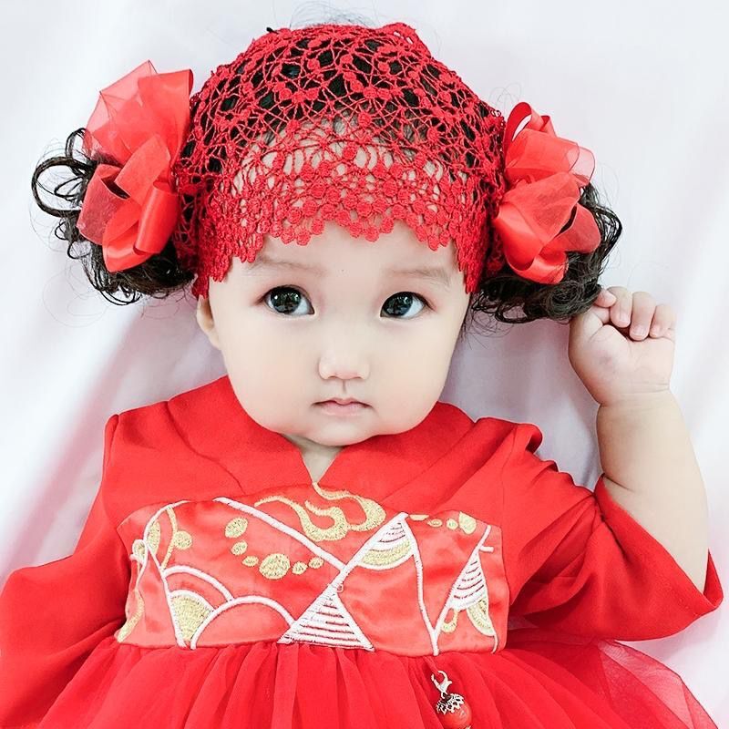 Lace Flower Wig Baby Headband Princess Elastic Floral Kid Baby Girl Headbands Turban Children Hair Band Haarband Hair Accessorie