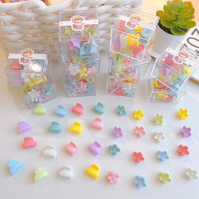 16PCS Cute Star Butterfly Candy Small Hair Claw Crab Hair Clips Girls Childs Mini Cartoon Hair Clamps Baby Hair Accessories Sets
