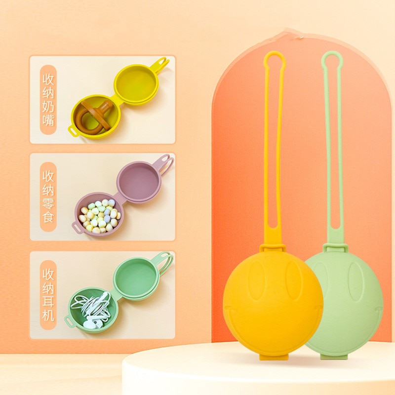 Portable and Hangable Dustproof Hanging Cord Silicone Nipple Box Food Grade Baby Comfort Nipple Storage Box