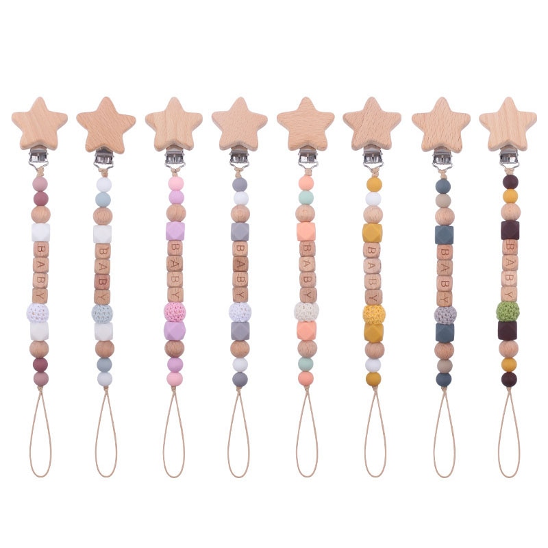 DIY Custom Personalized Name Silicone Pacifier Clip Chain Anti-drop Molar Soother Chains Baby Products Toys