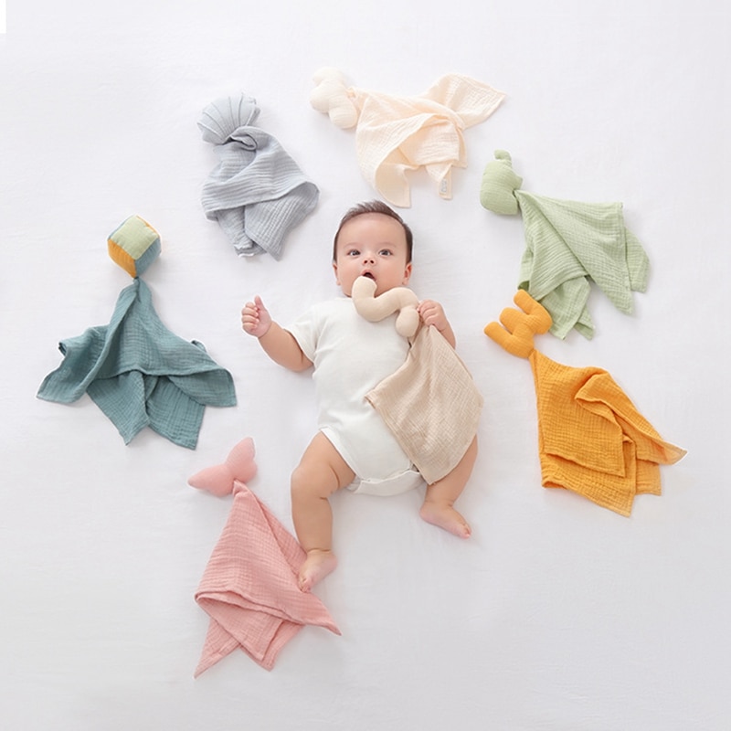 Cute Hand Towels Baby Kids Children's Cartoon Towels Handkerchief Bathing Cotton Gauze Baby Doll Sleeping Tool Sleeping Dol