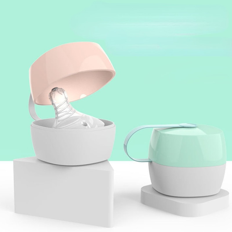 Nipple Storage Pacifier Case Fingertip Teether Storage Wide Mouth Portable Pacifier Case Bite Size Pacifier Storage Box Baby
