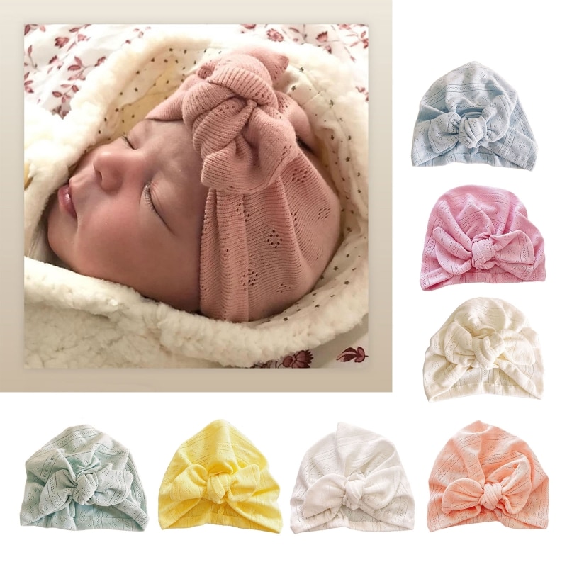 Baby Fetal Caps for w/ Bow Knot Newborn Beanie Turban Indian Hat for Infant Todd