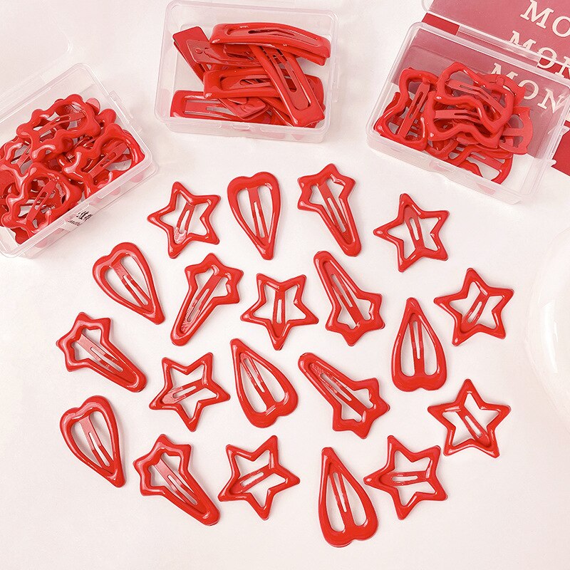10Pcs Red Star Hair Clip For Girls Waterdrop Barrettes Hairpin For Women Girls Flash Silver Star Kids Hair Accessories 2023