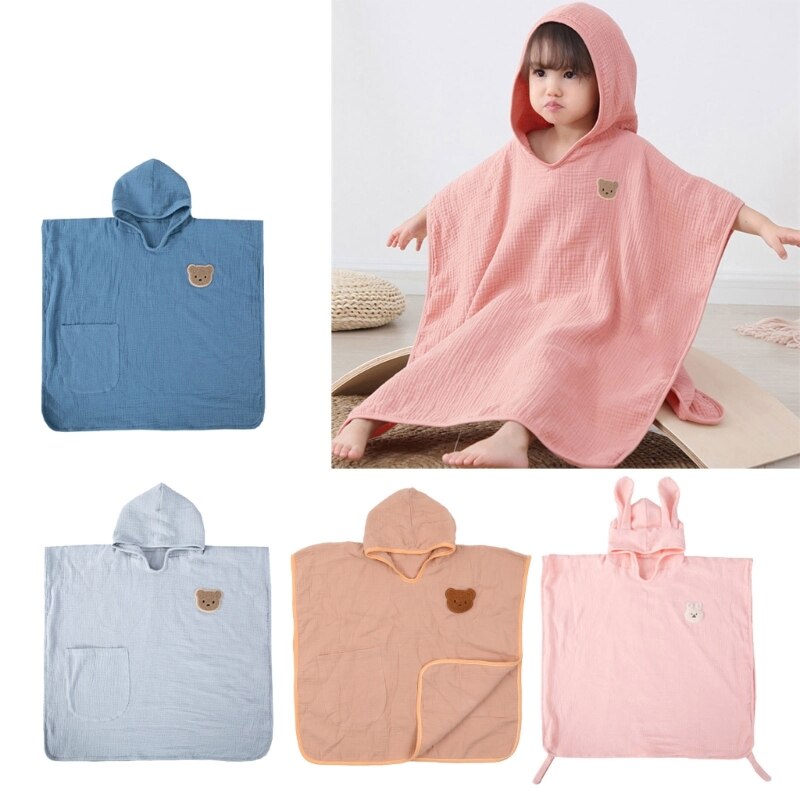 4 Layers Baby Hooded Bath Towel Cotton Bathrobe Blanket Sleepwear for Infant Toddle Newborn Ultra-absorbent(0-6 Years)