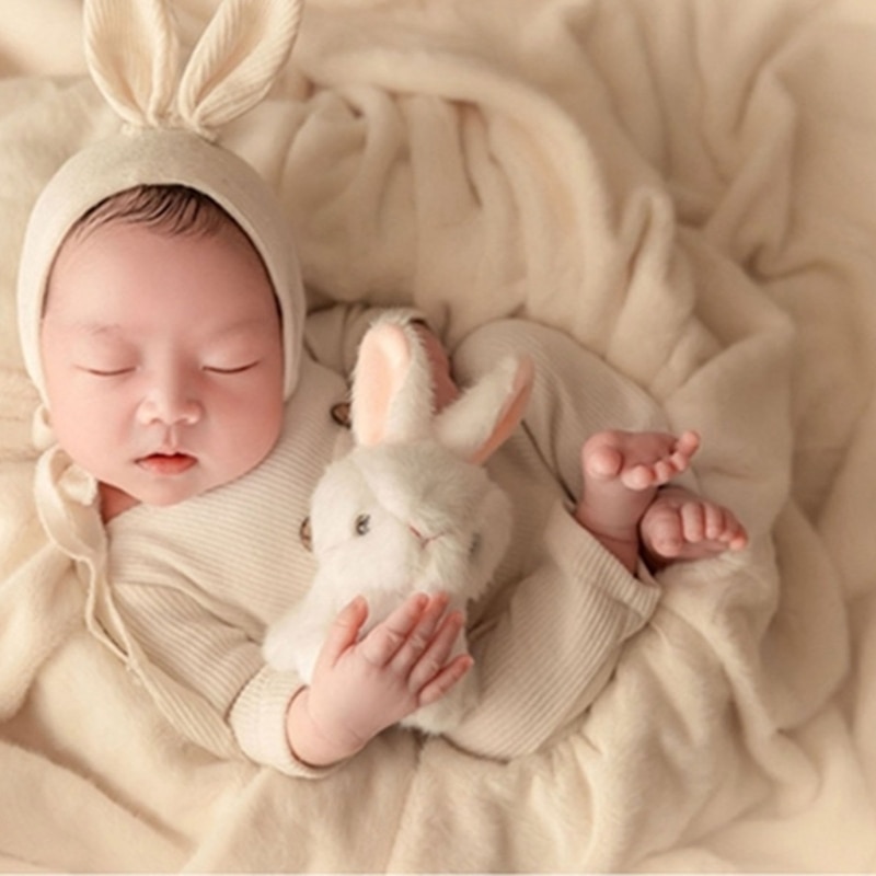 Baby Photography Costume Hat & Jumpsuit for Newborn Photo Clothes Skin-Friendly Infant Romper Lovely Bodysuit
