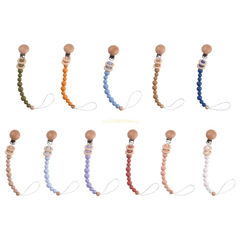 Pacifier Clip for Baby Anti-drop Dummy Chain Soft Silicone Bead Hanging-Clip Infant Teething Relief Nipple Drop Shipping