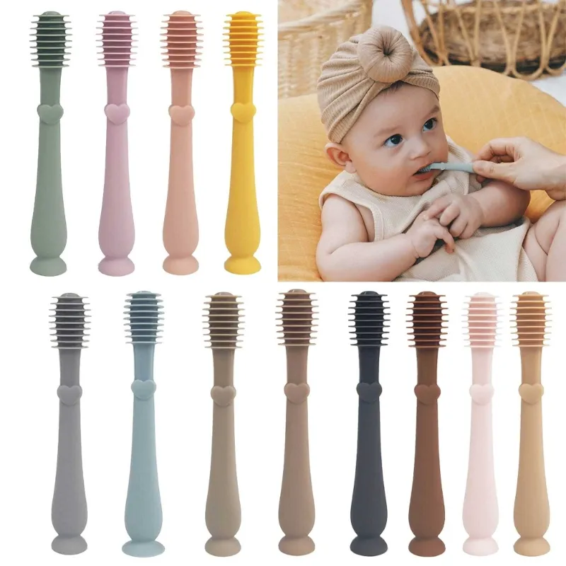 Baby Manual Toothbrush Grade Silicone Children Teeth Clean Massage Soft Cleaning Brush Dental Care for 0-2 Year Kid