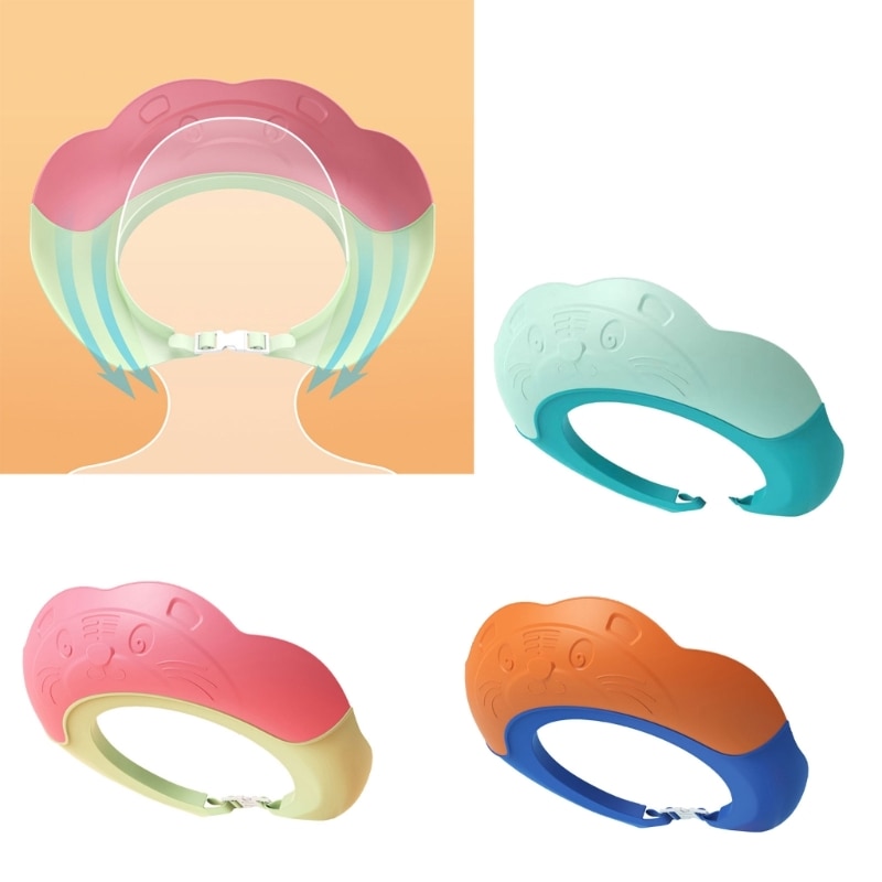 Baby Shower Cap Adjustable Hair Washing Hat for Kid Ears Eye Protections Safe Children Bathing Cap Waterproof