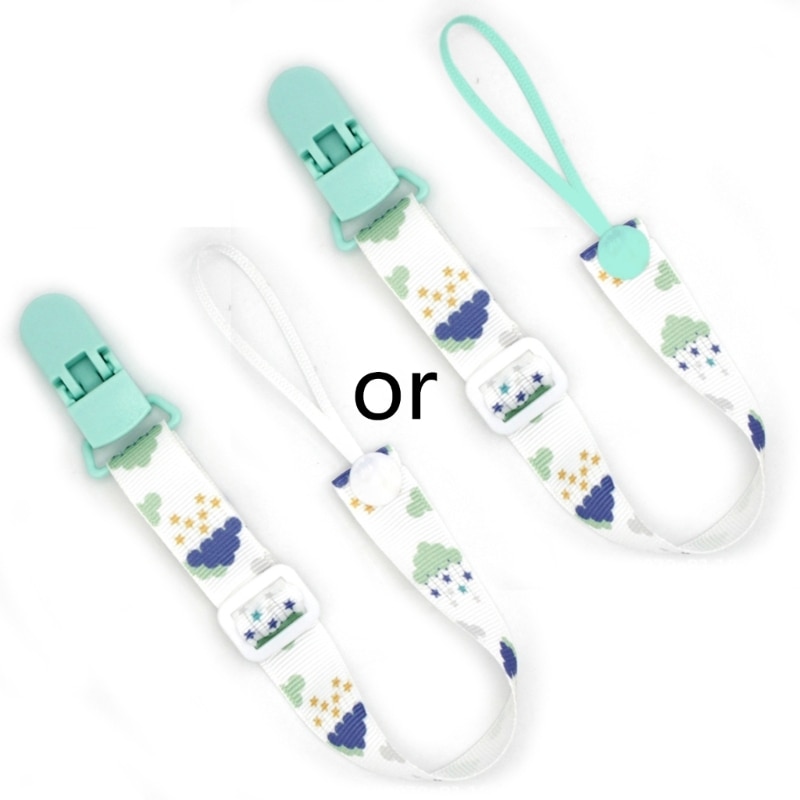 Dummy Nipple Leash Strap Soother Holder Cartoon Print Pacifier Clip Chain Holder