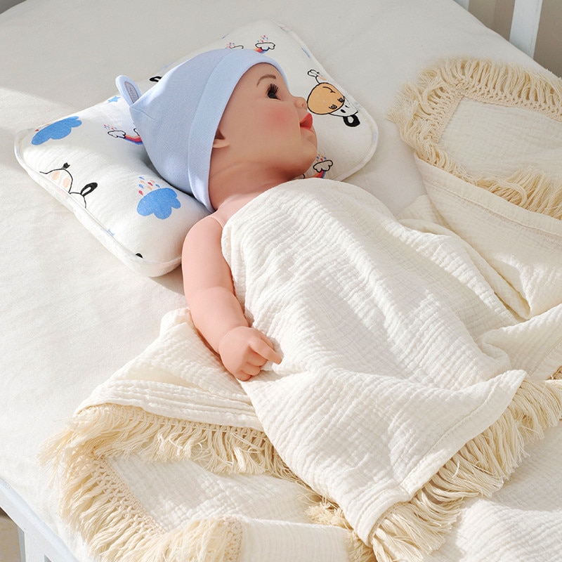 Newborn Baby Pillow Pure Cotton Filled Toddler Sleeping Headrest Nursing Breathatble Infant Shaping Pillow Sleep Position Pillow