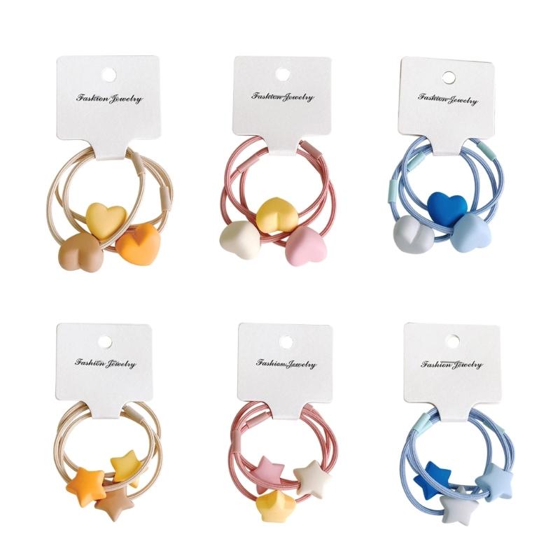 Heart/Star Shaped Hair Ties For Girls Colorful Elastic Hair Ties Ponytail Holder