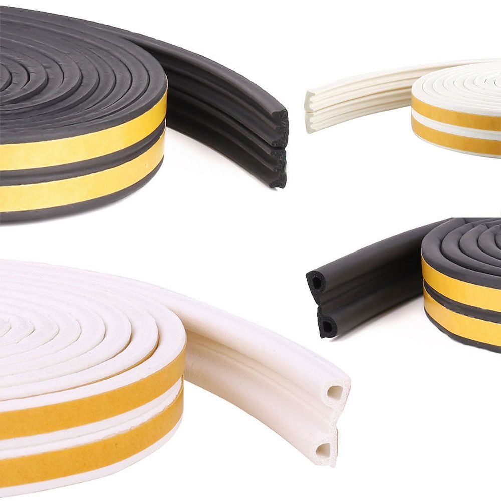 5/10M Self Adhesive Soundproof Weather Strips Rubber Seal Strip Window Door Foam Draught Excluder